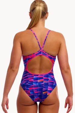 One Pieces|Funkita Warped Waves Diamond Back One Piece Navy/pink