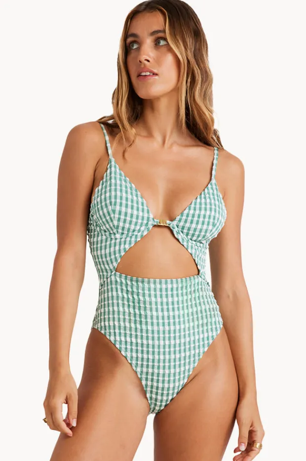 One Pieces|Billabong Wave Check Kaia One Piece Island Green