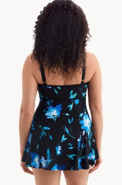 One Pieces|Longitude Whimsical Empire Swim Dress Black/royal