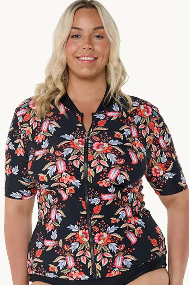 Rashies & Sunsuits|Capriosca Wild Berries Suntop Black/red