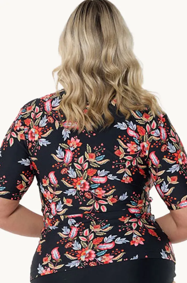 Rashies & Sunsuits|Capriosca Wild Berries Suntop Black/red