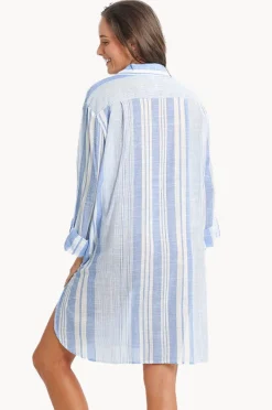 Overswim|Sunseeker Wilder Stripe Painters Shirt Royal