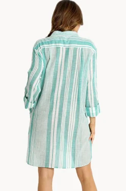 Overswim|Sunseeker Wilder Stripe Painters Shirt Green