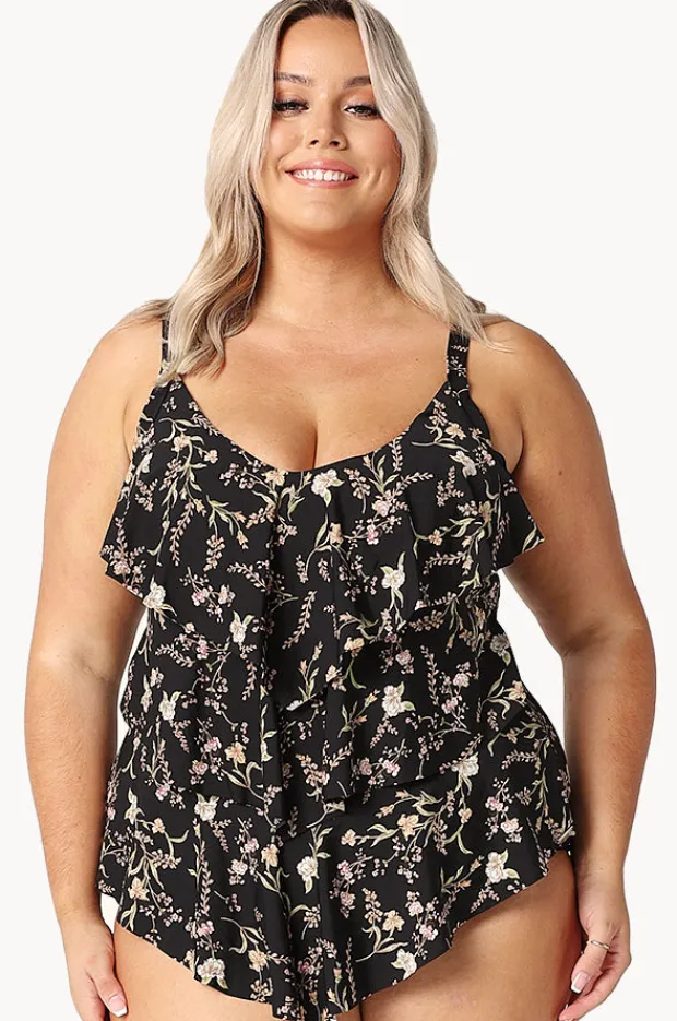 Tankini Tops|Capriosca Tiered Frill Tankini Separate Wildflowers