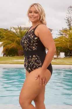 One Pieces|Capriosca Zip High Neck One Piece Wildflowers