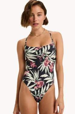 One Pieces|Roxy Wind Swept Floral Beach Classics One Piece BLACK