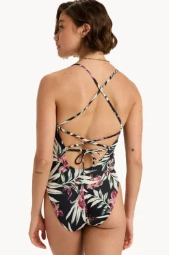 One Pieces|Roxy Wind Swept Floral Beach Classics One Piece BLACK