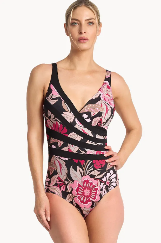 One Pieces|Poolproof Wisteria Fan Splice Tank One Piece Black
