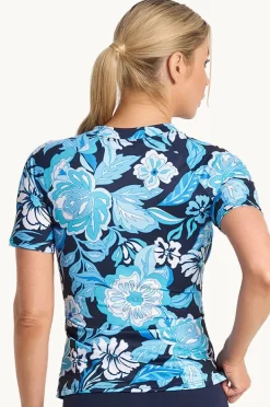 Rashies & Sunsuits|Poolproof Wisteria Short Sleeve Suntop Navy