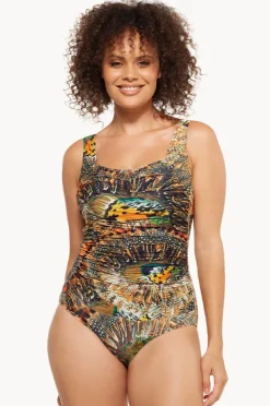 One Pieces|Togs Swimwear Zambia Gathered Square Neck One Piece Multi