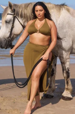 Overswim|Capriosca Zanzibar Maxi Split Skirt Khaki