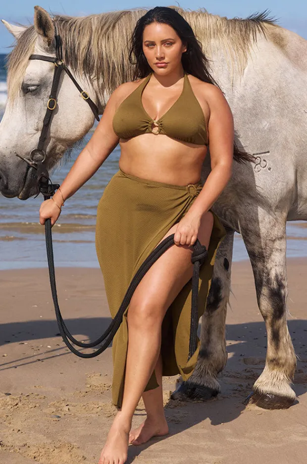 Overswim|Capriosca Zanzibar Maxi Split Skirt Khaki