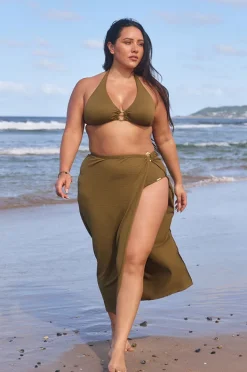 Overswim|Capriosca Zanzibar Maxi Split Skirt Khaki