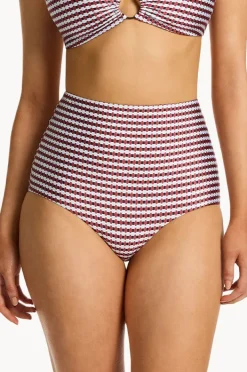 Bottoms|Jets Zarla Geo High Waist Boyleg Ruby