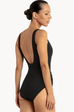 One Pieces|Jantzen Zebra Bar Gathered Cross Over One Piece BLACK