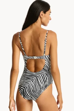 One Pieces|Sea Level Zebralis Balconette Bra One Piece Black