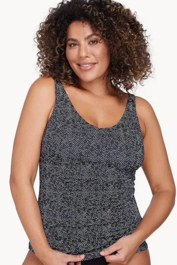 Tankini Tops|Artesands Zig Zag Raphael E/F Cup Tankini Separate Zig zag black