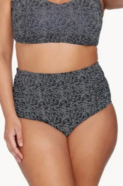 Bottoms|Artesands Zig Zag Rouched High Waist Pant Zig zag black