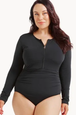 Rashies & Sunsuits|Capriosca Zip Front Sunsuit BLACK